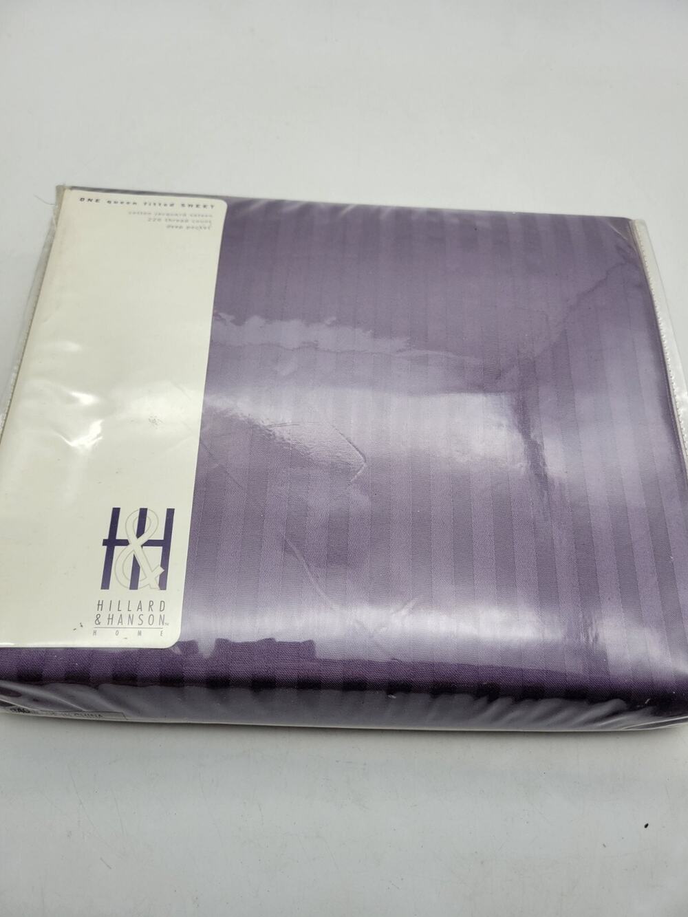 VTG Hillard & Hanson Queen Fitted Sheet Cotton Jacquard Sateen, 220TC Purple NEW